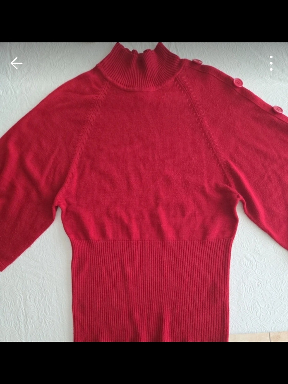 I.N. San Francisco Red Mock Neck Button-Shoulder Sweater